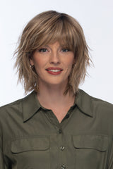 RH12/26RT4 light brown with chunky golden blonde highlights and dark brown roots