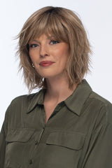 RH12/26RT4 light brown with chunky golden blonde highlights and dark brown roots